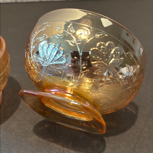 Set of Two Jeanette Floragold Sherbert Dishes - Picture 3 of 6